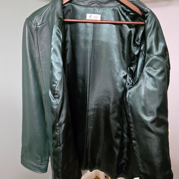 D & CO. (Denim & Company) Dark Evergreen Leather Jacket - Picture 4 of 7